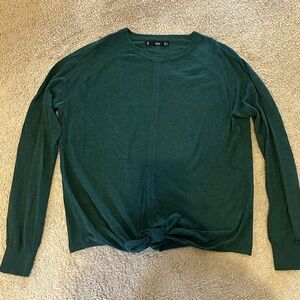 Mango Crew Neck Front Tie Sweater in dark green size small